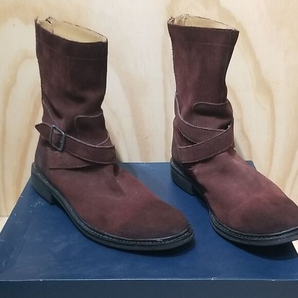 Cole Haan Men's 10 Leather Brown Zip Buckle Boots With Box - Picture 1 of 6